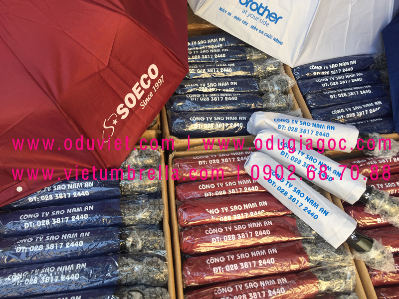 xưởng sản xuất ô dù cầm tay in logo quảng cáo